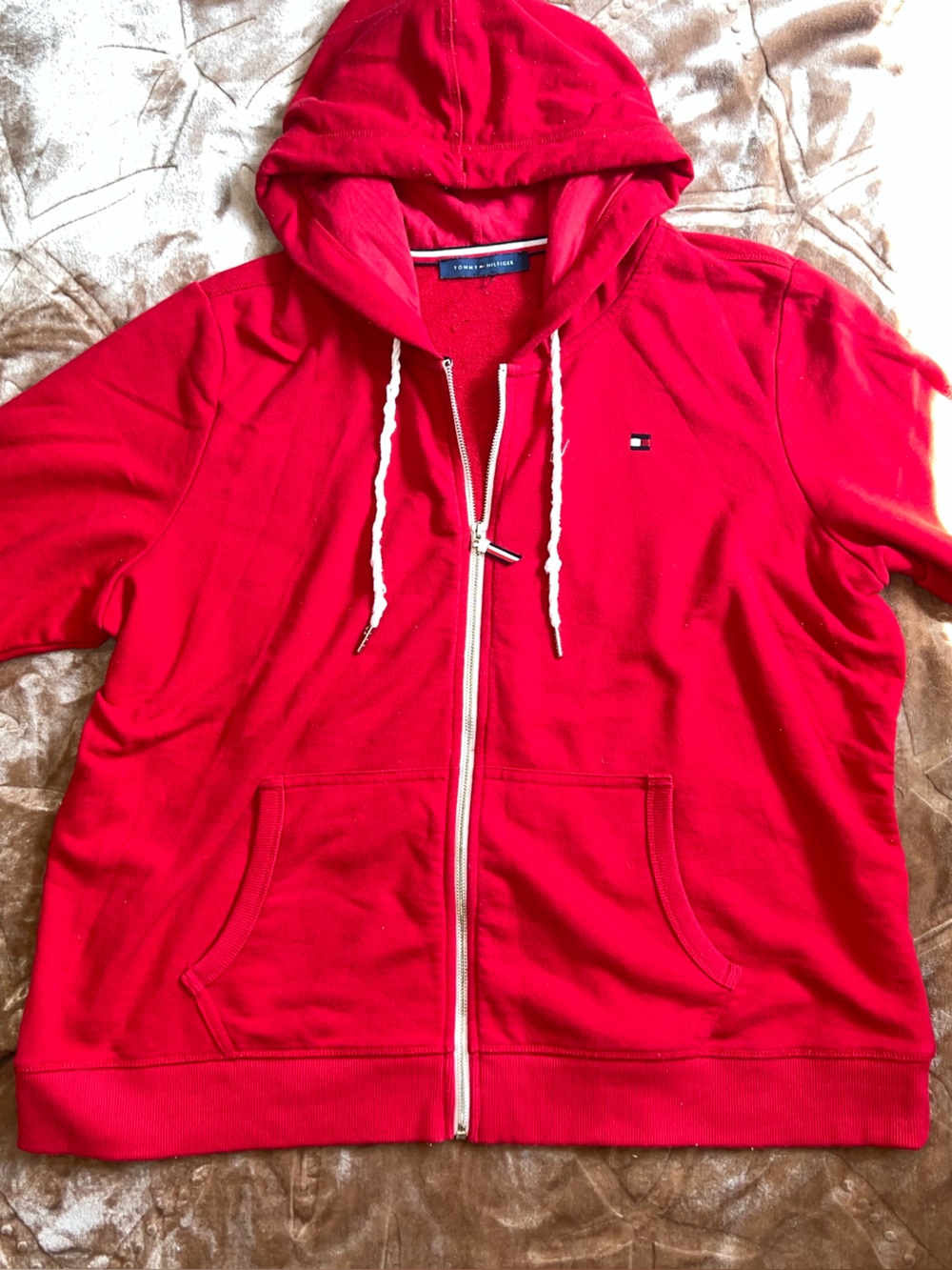 Tommy Hilfiger Red Full-Zip Hooded Sweatshirt